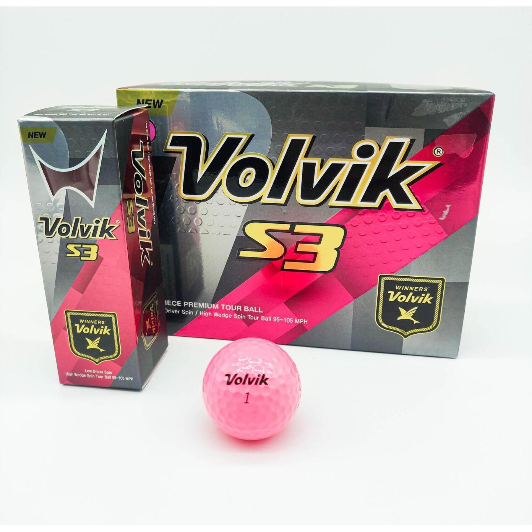 Paquete de 12 pelotas de golf Volvik DZ S3